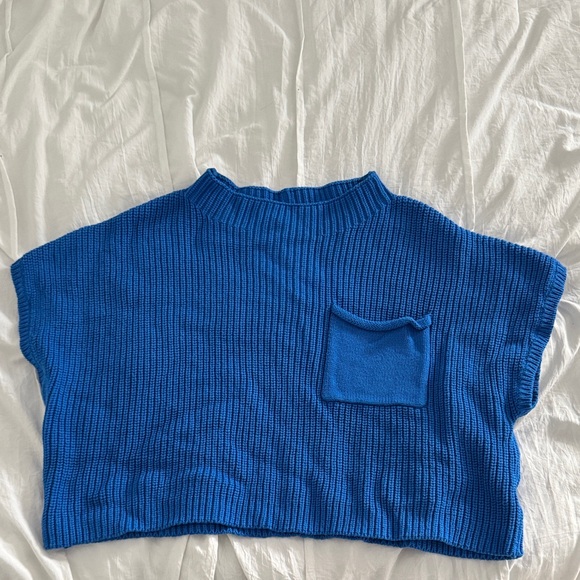 Day + Moon Sweaters - Vibrant Blue Crew Neck Sweater with Pocket